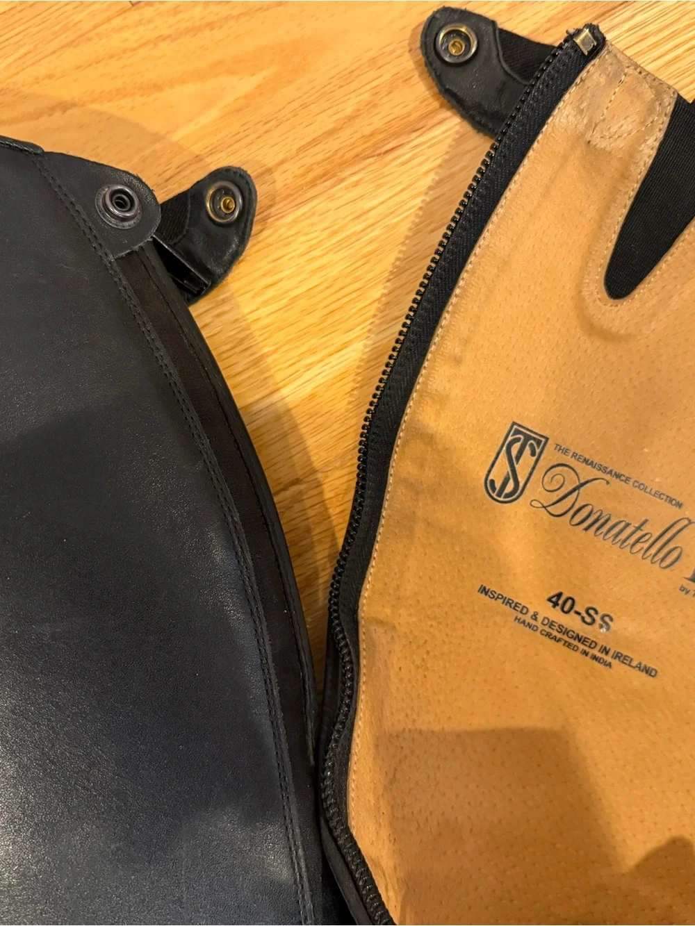 Black Tall Leather Riding Boots - Unbranded